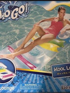 Inflatable Clear Pool Lounger with Pink, Yellow & Green Accents